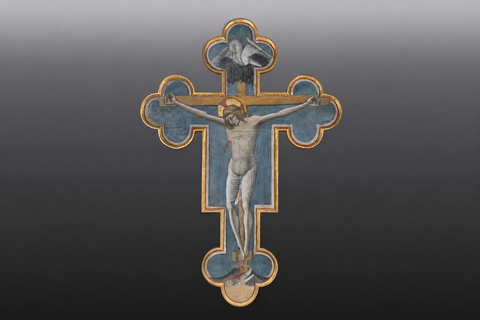 Nicola di Ulisse da Siena, La Croce dipinta, 1472 circa, Abbazia di Sant'Eutizio in Valcastoriana, Preci (Perugia), danneggiata dal terremoto del 2016, e restaurata dagli specialisti dei Laboratori dei Musei Vaticani.