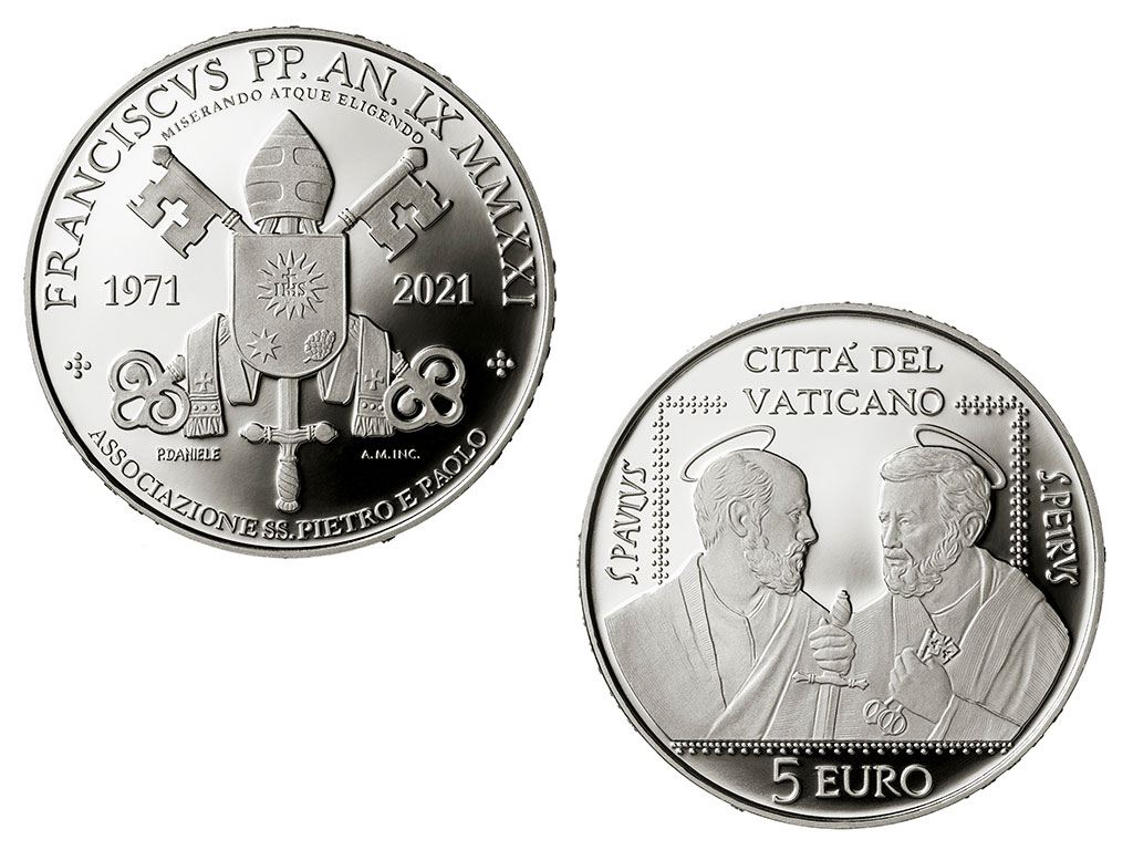 5 EURO ARGENTO - 2021 50° anniversario dell'Associazione SS. Pietro e Paolo
